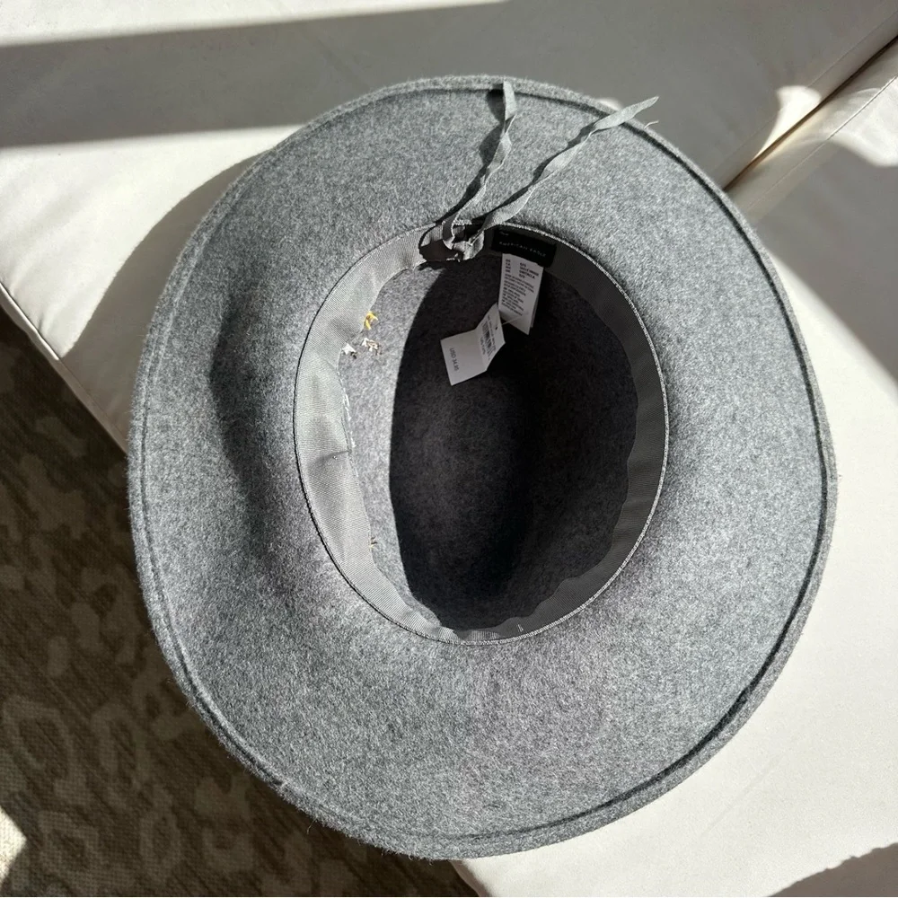 American Eagle Gray Wool Floral Embroidered Adjustable Fedora Hat